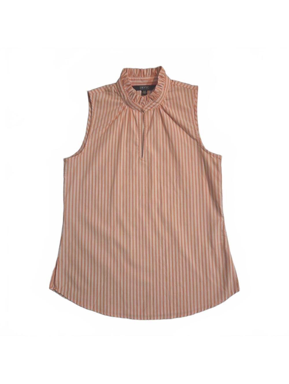 IMNYC Isaac Mizrahi Coral Stripe Sleeveless Blouse XS